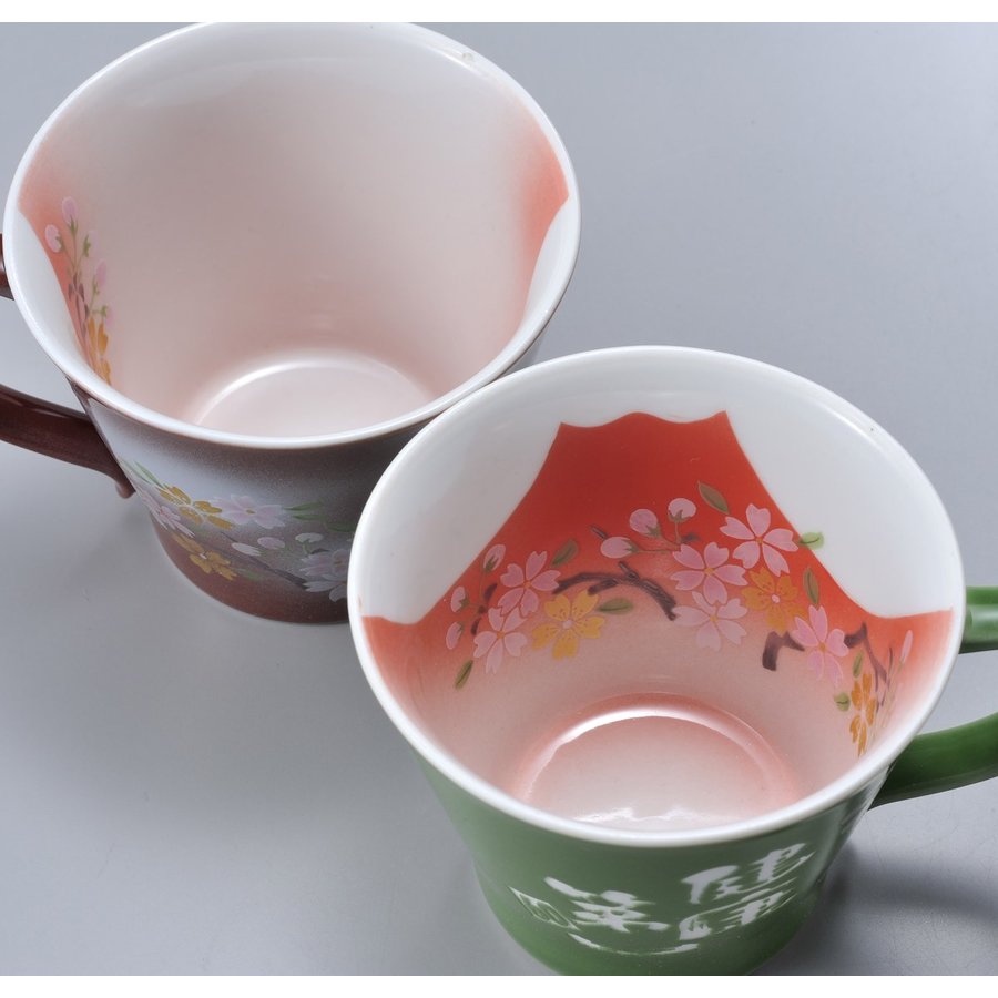 名入れ 有田焼 赤富士桜 取っ手付コーヒーカップ 単品