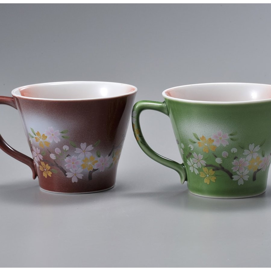 名入れ 有田焼 赤富士桜 取っ手付コーヒーカップ 単品