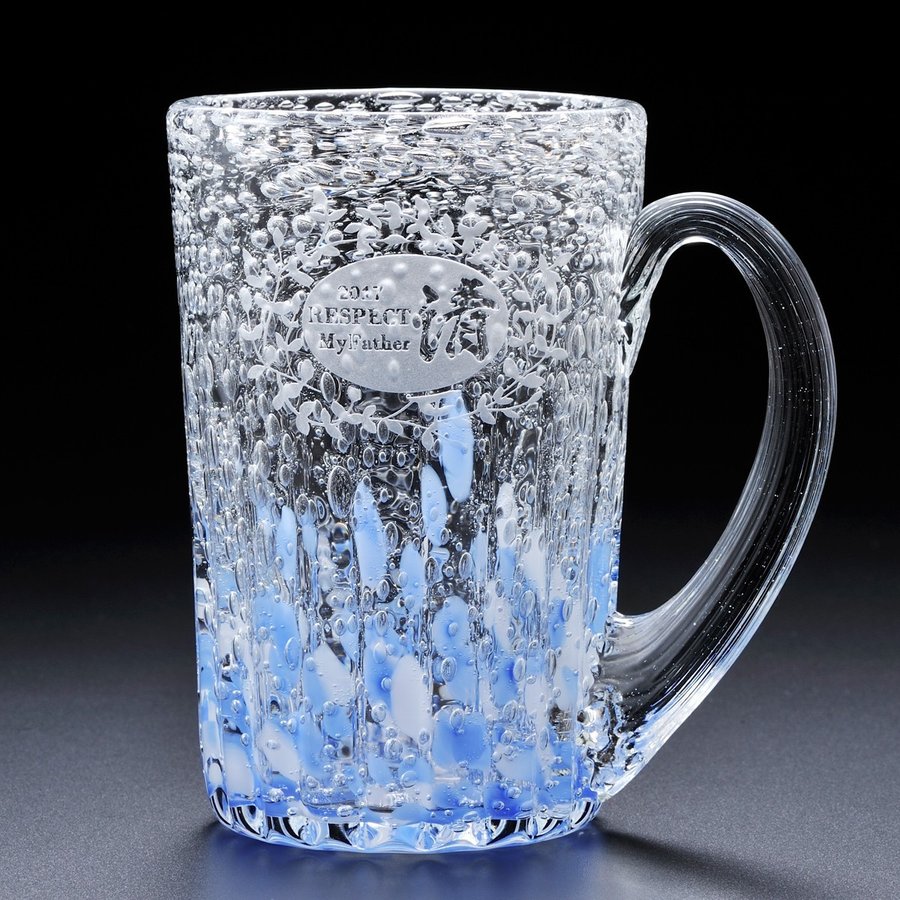 気泡入りガラスマグカップ　沖縄　琉球　グラスジョッキ 気泡入りガラスマグカップ 沖縄 琉球 グラスジョッキ