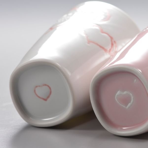 名入れ 波佐見焼 ダブルハート フリーカップ ペアセット