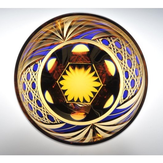 【在庫限り】名入れ 彩花切子グラス 瑠璃色 青 単品