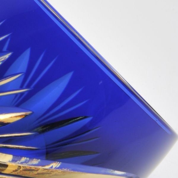 【在庫限り】名入れ 彩花切子グラス 瑠璃色 青 単品