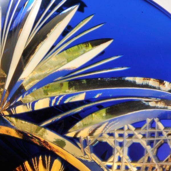 【在庫限り】名入れ 彩花切子グラス 瑠璃色 青 単品