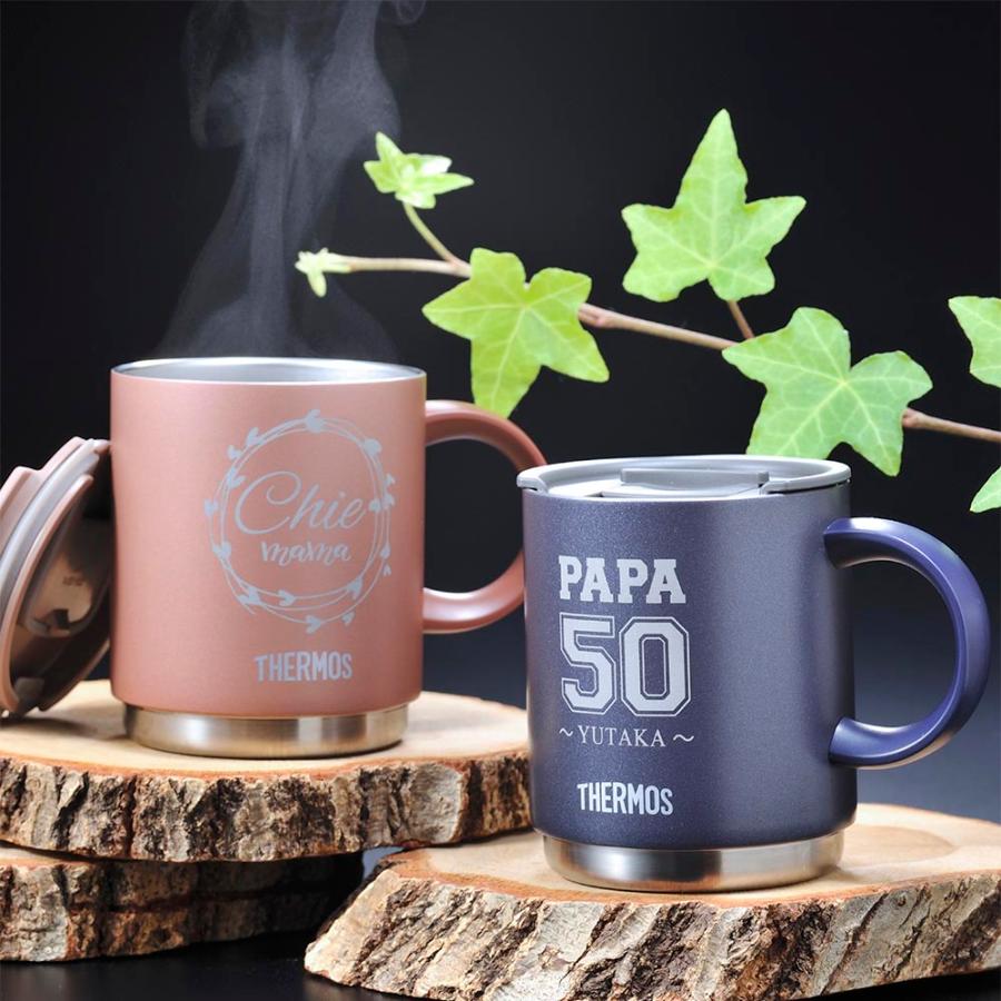 名入れ サーモス THERMOS フタ付 真空断熱マグカップ メタリックカラー 350ml