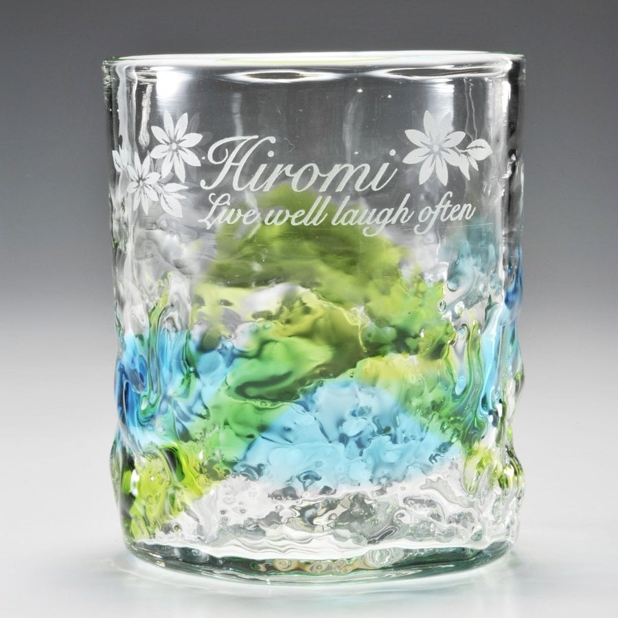 名入れ 琉球硝子 ロックグラス 二階堂 吉四六 瓶25°720ml セット