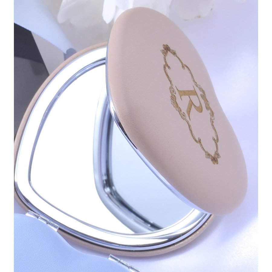 名入れ ハートコンパクトミラー 両面タイプ