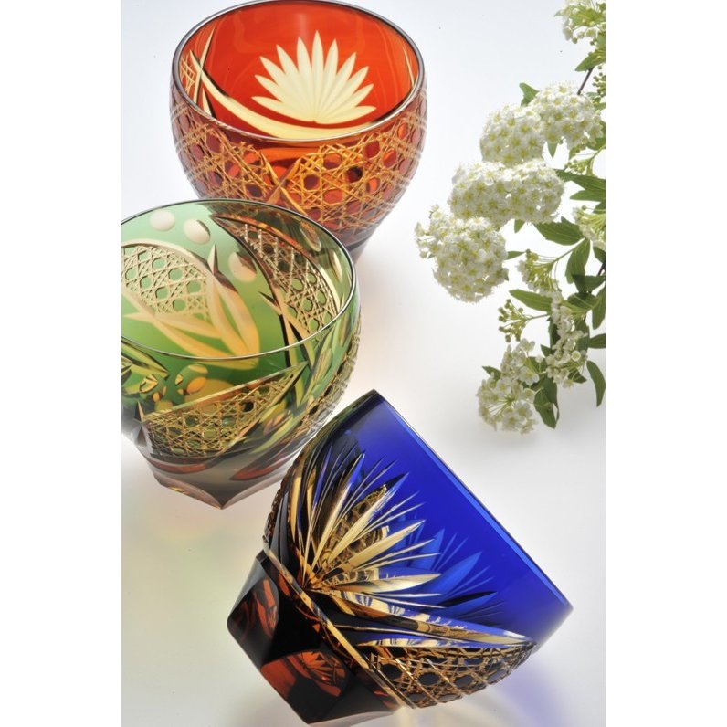 【在庫限り】名入れ 彩花切子 グラス 赤 単品