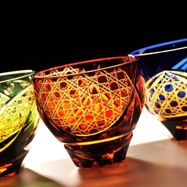 【在庫限り】名入れ 彩花切子 グラス 赤 単品