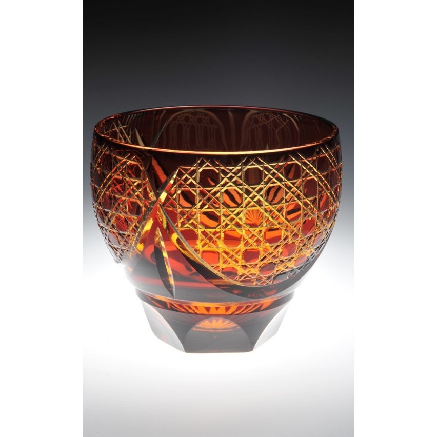 【在庫限り】名入れ 彩花切子 グラス 赤 単品