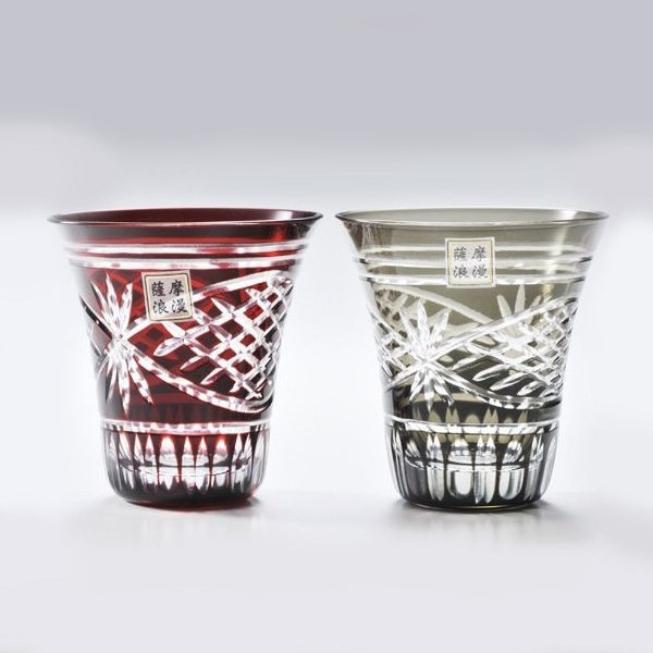 名入れ 薩摩浪漫 切子オールドロックグラス ペアセット