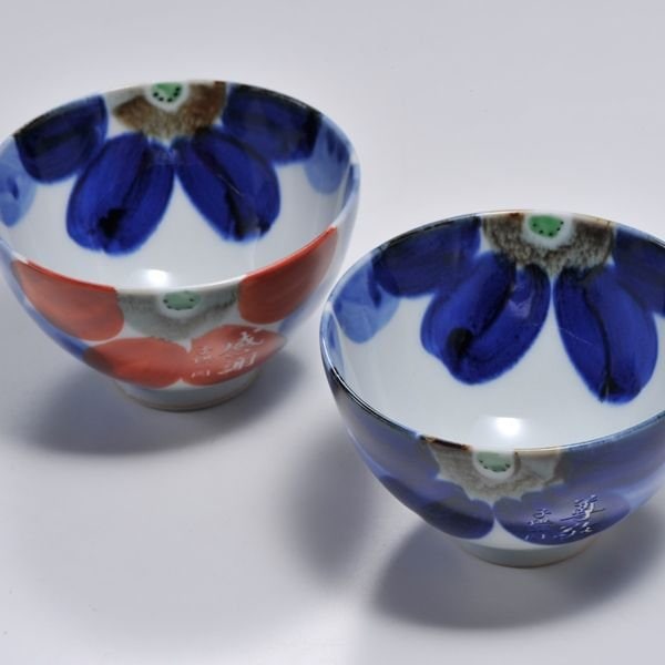【在庫限り】名入れ 波佐見焼 瑠璃花飯碗&湯飲み 一名様セット