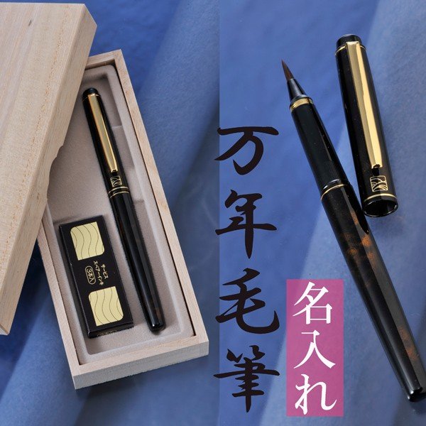 名入れ 万年毛筆 本家 べっこう調