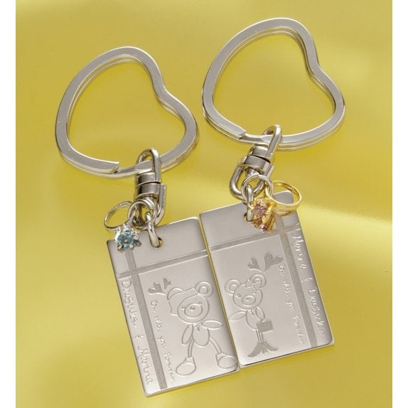 名入れ スクウェアキーホルダーペアセット-いつまでもずっと一緒だよ