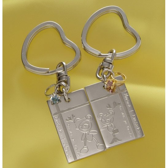 名入れ スクウェアキーホルダーペアセット-いつまでもずっと一緒だよ