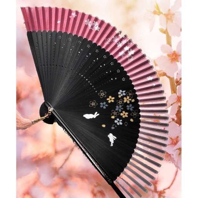 名入れ My扇子開くと出てくる桜兔 グラデーション