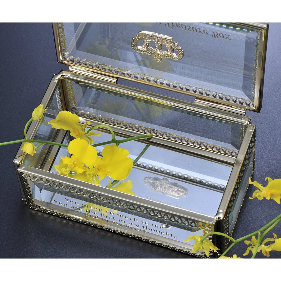 名入れ 王冠チャーム付きジュエリーボックス