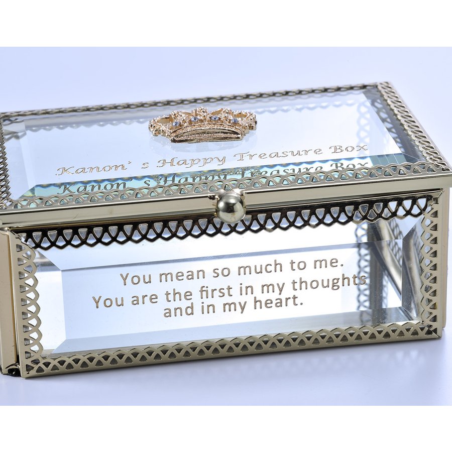 名入れ 王冠チャーム付きジュエリーボックス