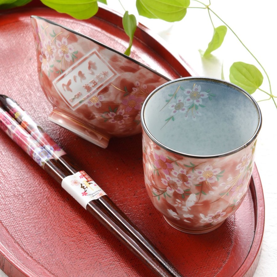 名入れ 有田焼 桜満開 夫婦茶碗お箸6点セット