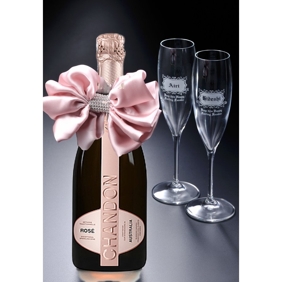 名入れ シャンドン ロゼ750ml シャンパングラス2点セット