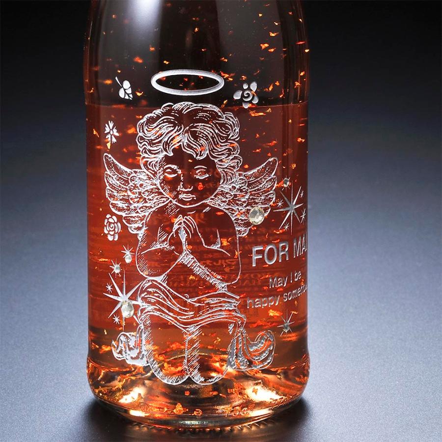 名入れ デコボトル スパークリングワイン 24カラット金箔入り フェリスタス ロゼゴールド 750ml チャーム・リボン・コサージュ付