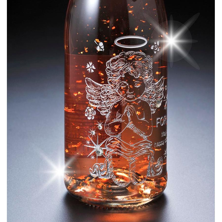 名入れ デコボトル スパークリングワイン 24カラット金箔入り フェリスタス ロゼゴールド 750ml チャーム・リボン・コサージュ付