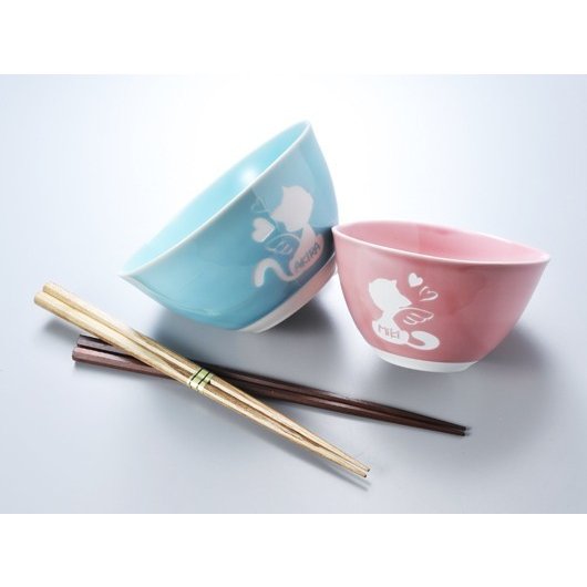 名入れ 有田焼 シンプルカラー茶碗ペアセット[箸２点無料]