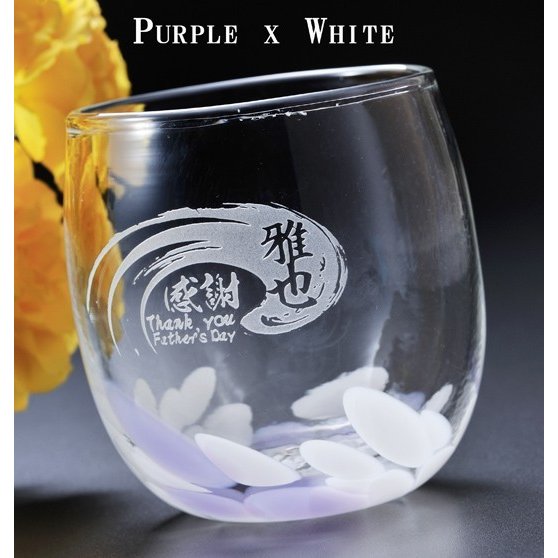 名入れ 琉球ガラス 花弁樽型グラス ペアセット