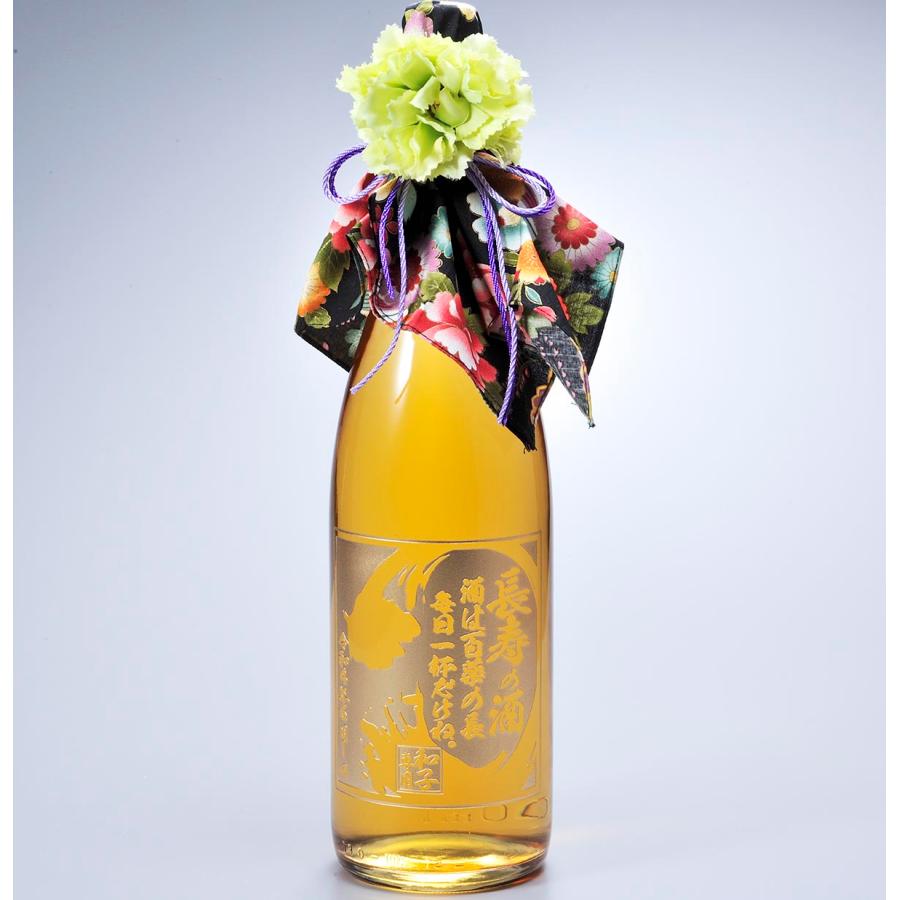 名入れ 魔王の蔵元 白玉醸造 さつまの梅酒 1800ml 木箱入り 花コサージュ 和柄ハンカチ付き