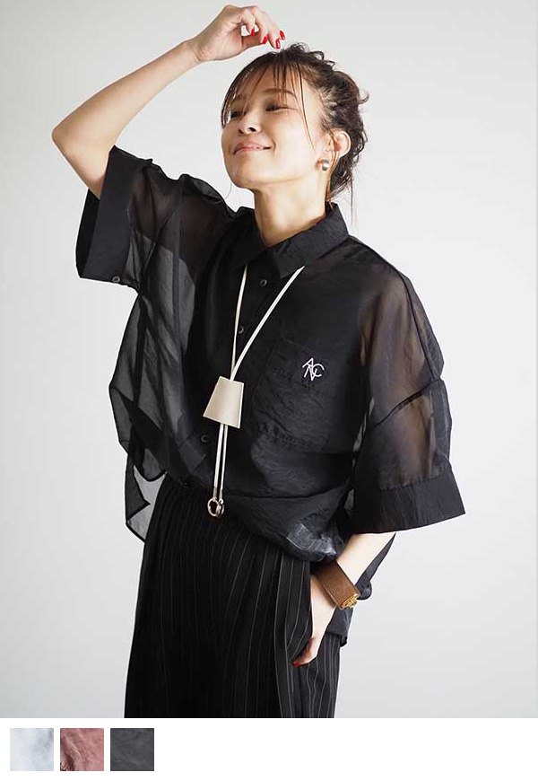 ANC刺繍シアーシャツ