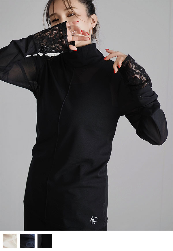 【在庫なし】High Neck Sheer Tops/ハイ ネック シアー トップス