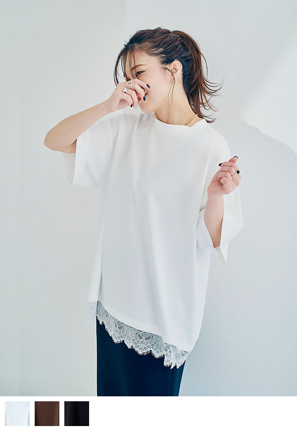 Lace Hem Tee/レース ヘム Tシャツ
