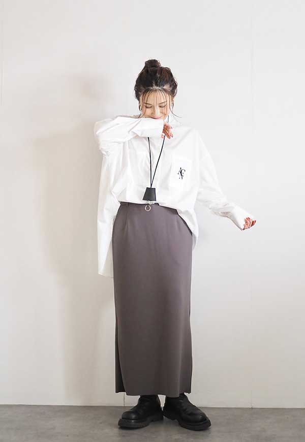 在庫なし】ヘムジップストレッチセミタイトスカート | スカート