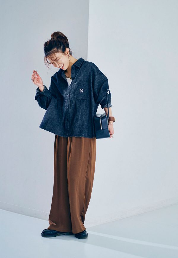 ANIECA ストラップシャツ　ブラック MADE] セニアチェックシャツ（シャツ/ブラウス）｜BLACKUP