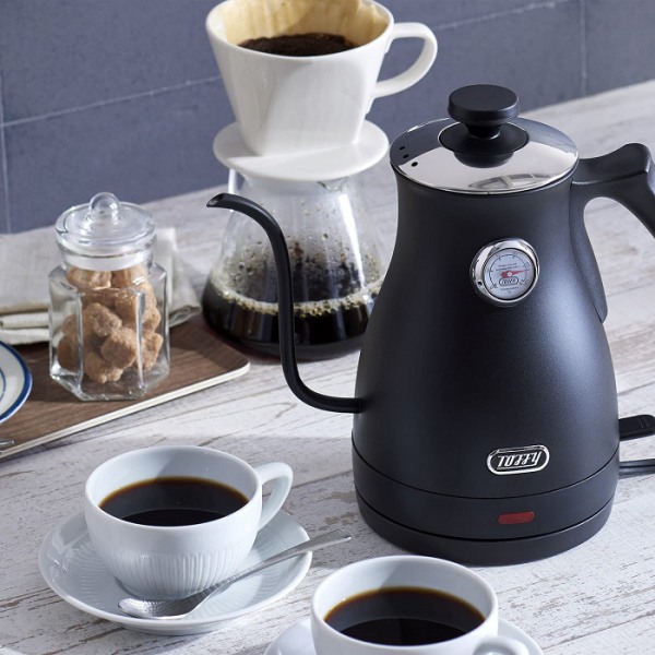 【 Toffy 温度計付き電気ケトル 】toffy トフィー 電気ケトル 1L 湯沸かし器 保温 おしゃれ やかん 温度 調節 粉ミルク コーヒー 紅茶 細口 軽量 ドリップ 空焚き防止機能 大容量 家電 キッチン リビング オフィス ラドンナ  K-KT3（NIS）