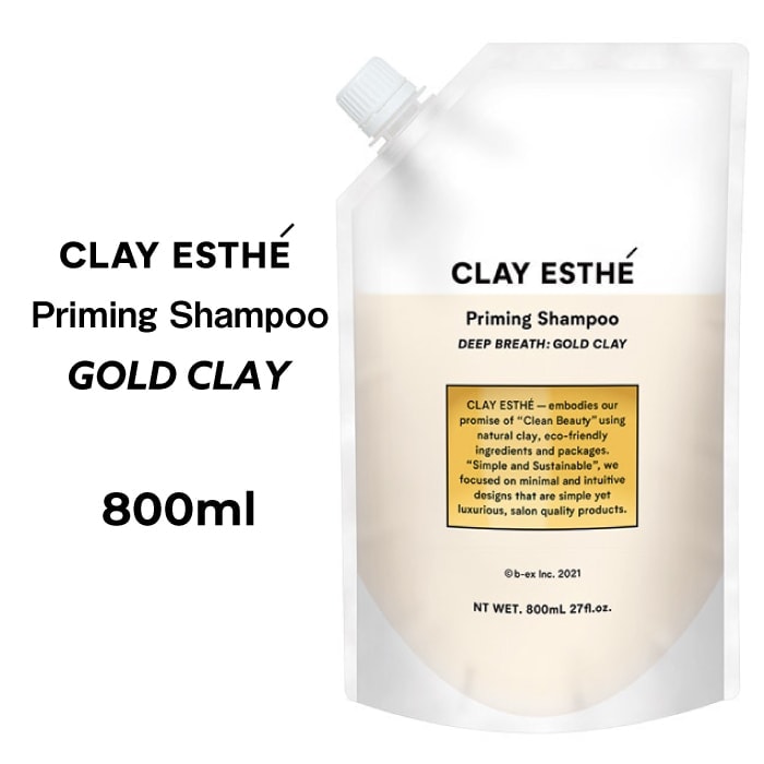 【A倉庫】【 詰替用  GOLD CLAY シャンプー 】CLAY ESTHE  プライミングシャンプー ゴールドクレイ 800ml b-ex ビーエックス ビューティーエクスペリエンス　ヘアケア シャンプー   パラベンフリー 合成着色料フリー
