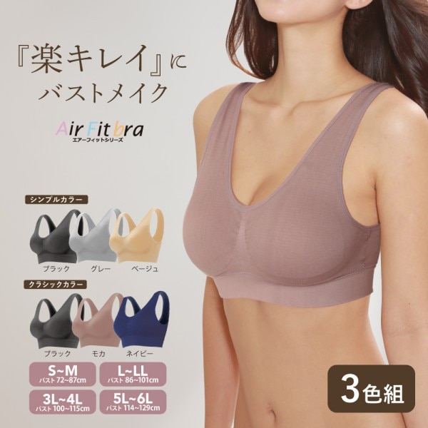 メーカー直送】ブラジャー《 エアーフィットブラ 3色組 》美バスト 胸 