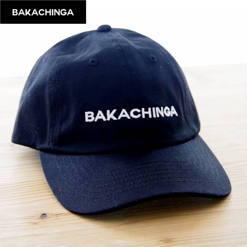 【A倉庫】【CAP】BAKACHINGA キャップ ばかちんが キャップ｜  福岡 ご当地 グッズ バカチンガ メンズ レディース キッズ 子供 刺繍 綿 キャップ ロゴ  ロゴキャップ LOGO CAP パロディー おもしろ 人気ブランド ストリート サイズ調節可能 ブラック 帽子　ファッション