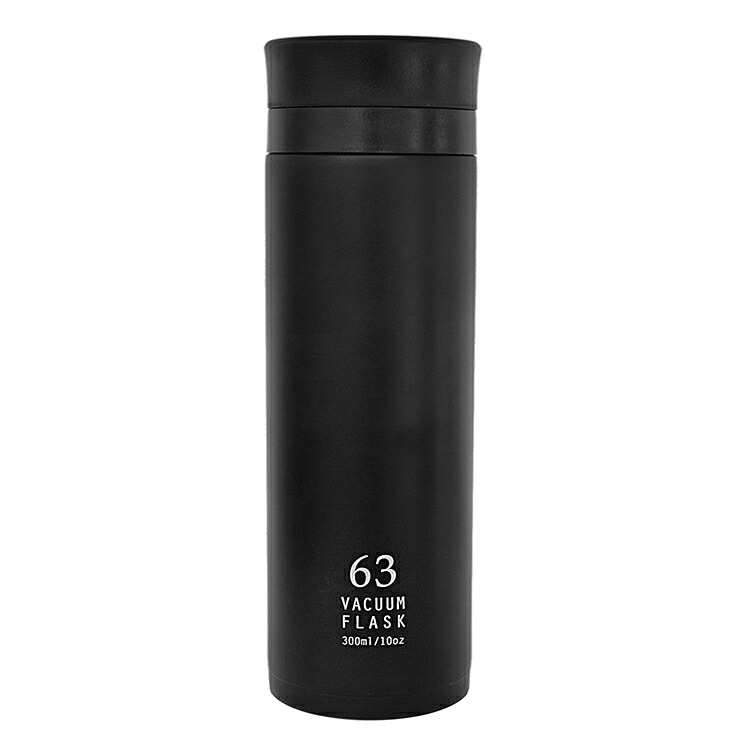 **【 63 ロクサン バキュームフラスク 】300ml 水筒 マイボトル 保冷 保温 ステンレス  軽量 保冷ボトル モノトーン ブラック 0718-001
