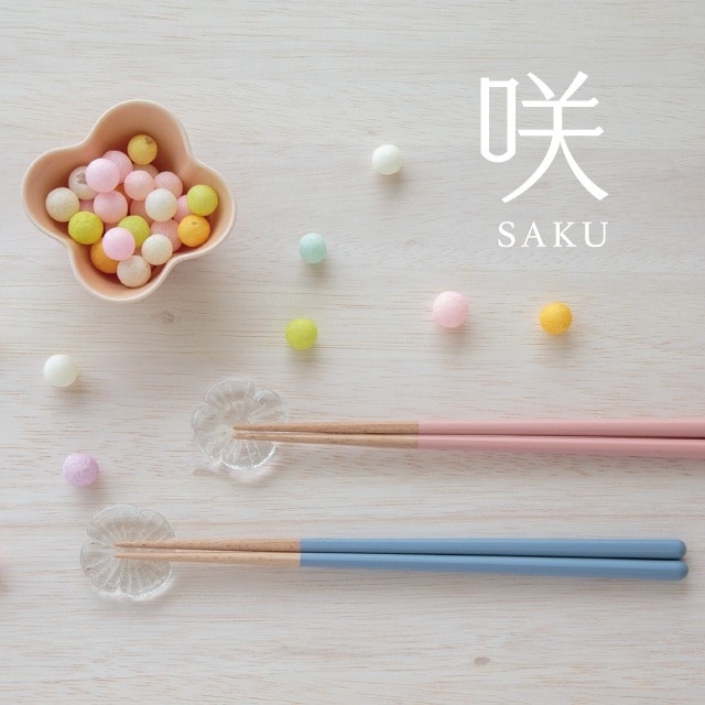 ラッピング無料【 日本製 】咲 さく ペア箸&箸置きセット 夫婦箸BOX