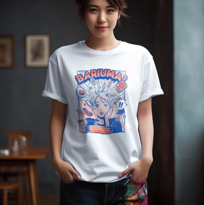 【A倉庫】＜男女兼用サイズ＞ BARIUMA !（ バリうま ）Tシャツ｜  福岡 博多 方言 Tシャツ ご当地Tシャツ メンズ レディース キッズ 子供 半袖 カットソー ロゴ  ロゴT LOGO TEE パロディー おもしろ 人気　 お土産