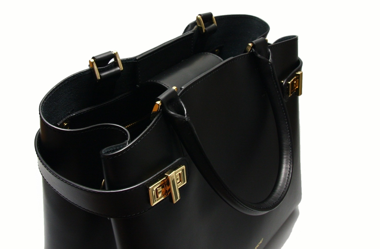 LEATHER HANDBAG　BOR_0010_BK　COLOR: BLACK