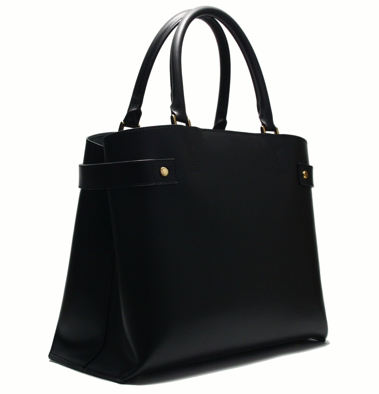 LEATHER HANDBAG　BOR_0010_BK　COLOR: BLACK