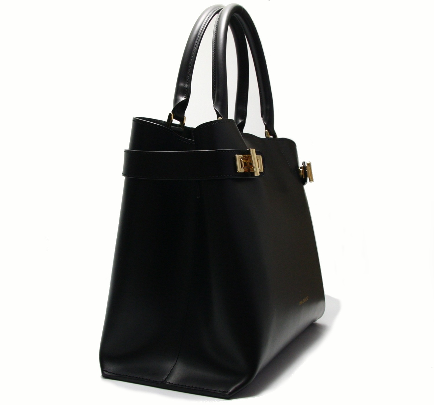 LEATHER HANDBAG　BOR_0010_BK　COLOR: BLACK