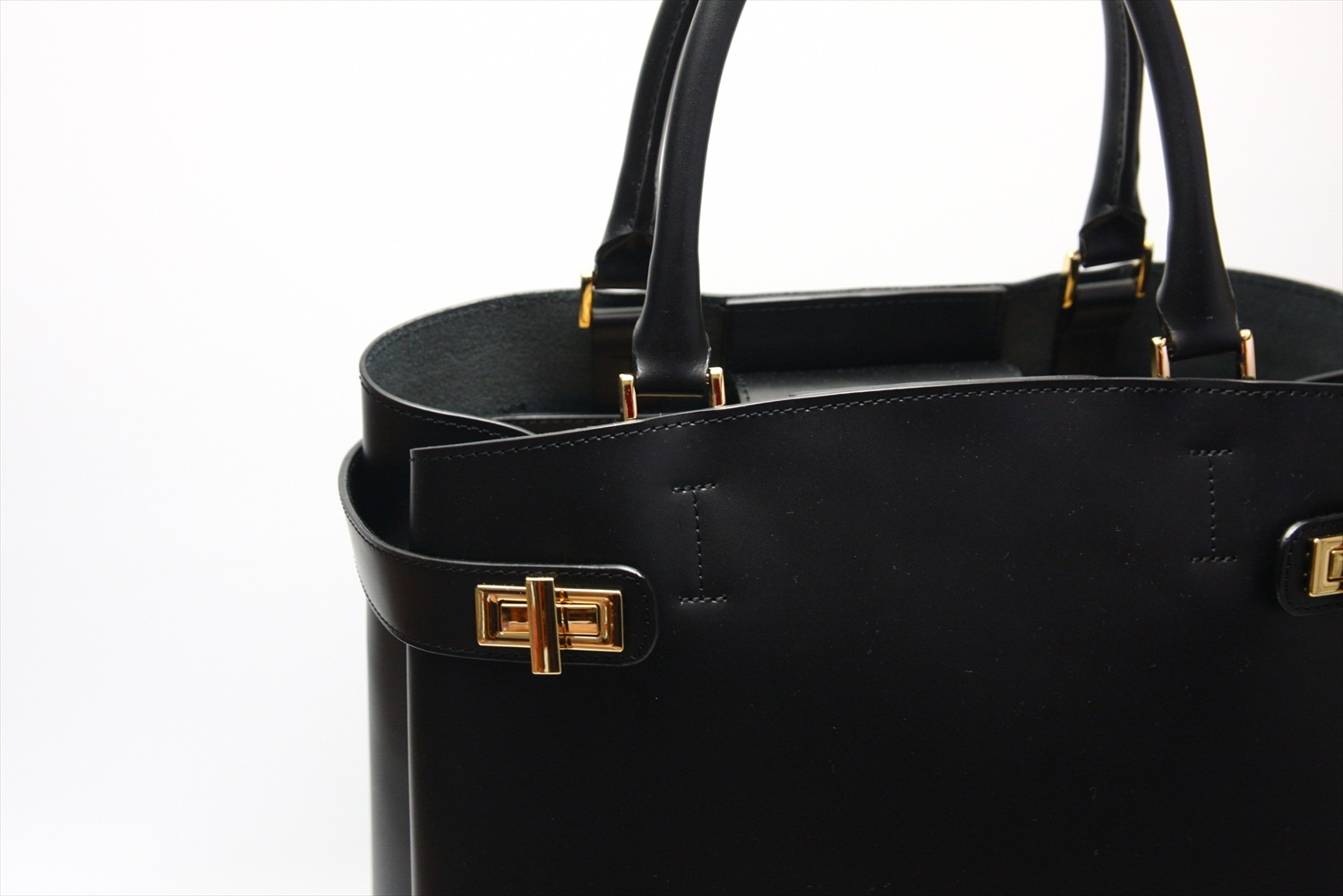 LEATHER HANDBAG　BOR_0010_BK　COLOR: BLACK