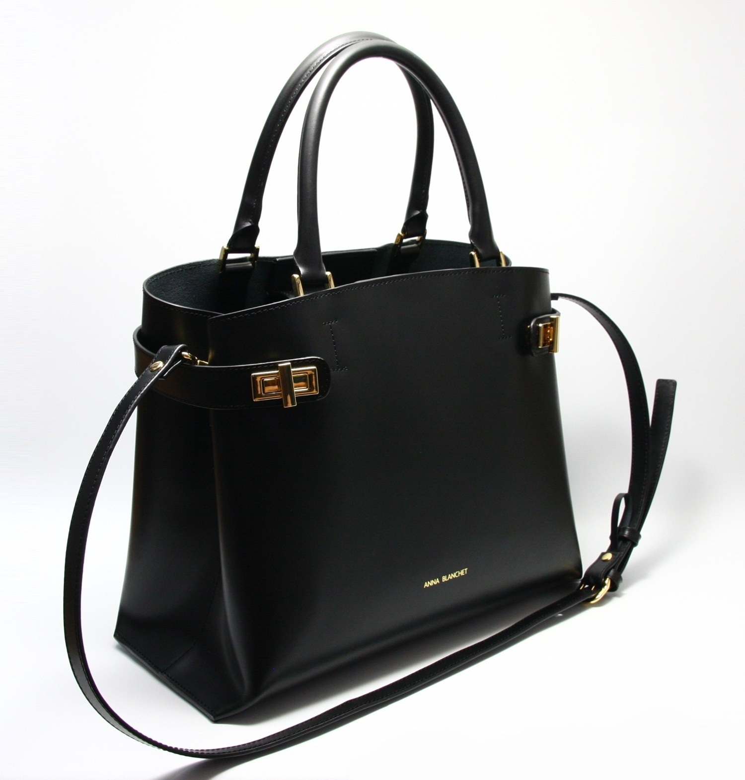 LEATHER HANDBAG　BOR_0010_BK　COLOR: BLACK