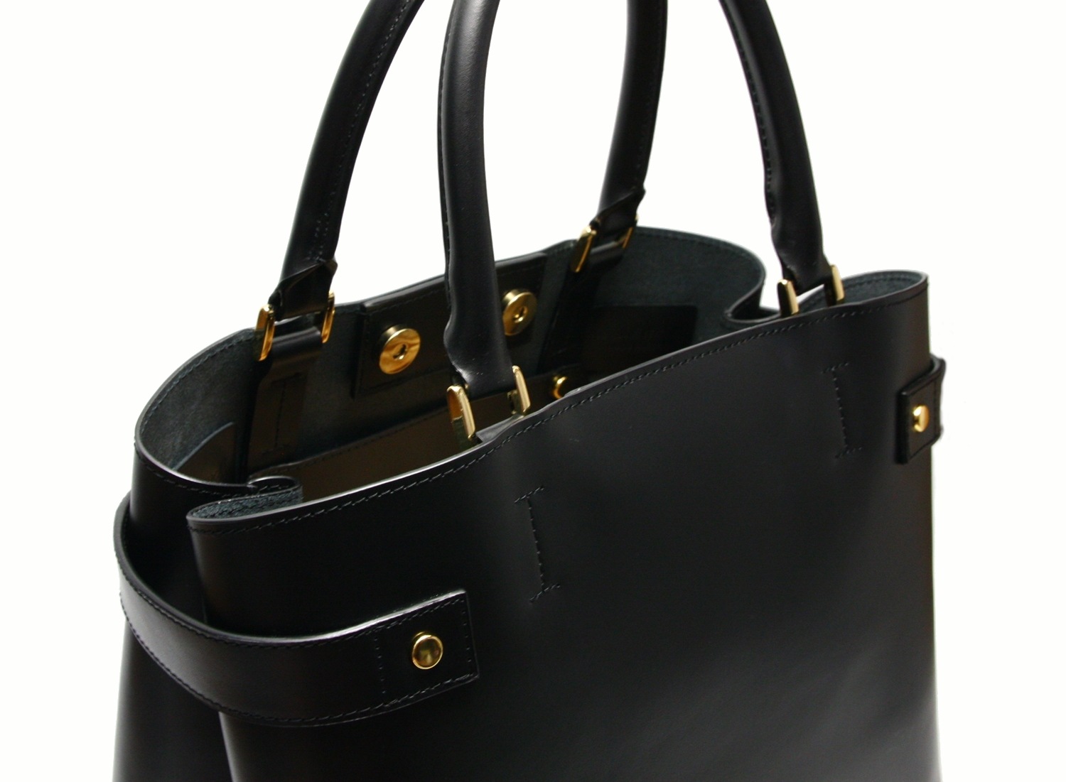 LEATHER HANDBAG　BOR_0010_BK　COLOR: BLACK