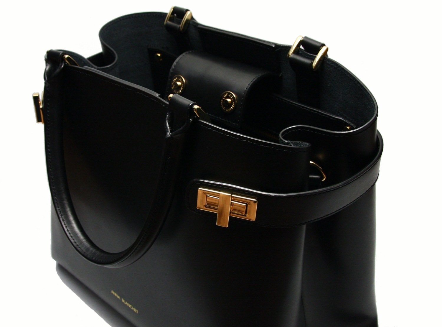 LEATHER HANDBAG　BOR_0010_BK　COLOR: BLACK