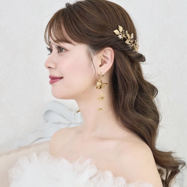【一度着用】アールイズウェディング ヘッドドレス（Nia）、ピアス（Lily） ネックレス & ピアス / イヤリング 2点セット (BC-PN10