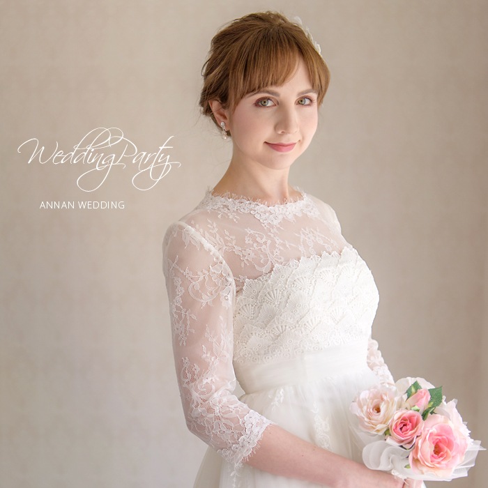 レースの七分丈ボレロAC11-ANNAN WEDDING