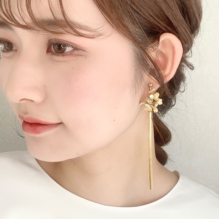 omitsu original デニムタッセル*・bmピアスイヤリング 許可なく